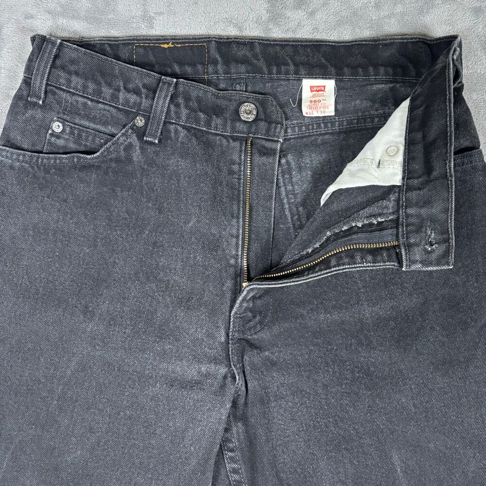 Vintage Levi’s 560 Orange Tab Black Jeans USA Loose Fit Tapered W33 L30 Fits W31 - Picture 3 of 10